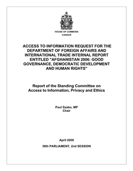 Access to Information Request for the Department of Foreign Affairs and International Trade Internal Report Entitled