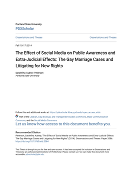 The Effect of Social Media on Public Awareness and Extra-Judicial Effects: the Gay Marriage Cases and Litigating for New Rights