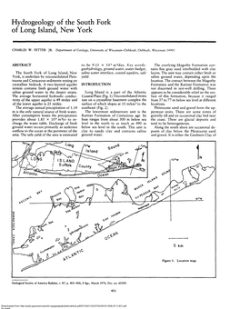 Hydrogeology of the South Fork of Long Island, New York