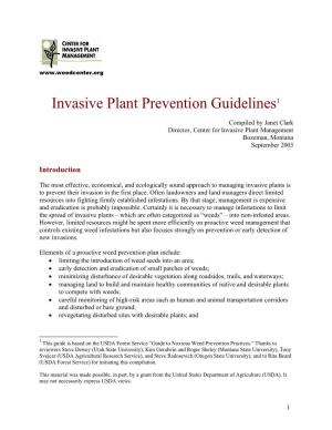 Invasive Plant Prevention Guidelines