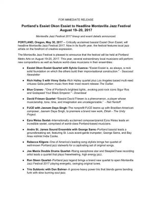 Portland's Essiet Okon Essiet to Headline Montavilla Jazz Festival