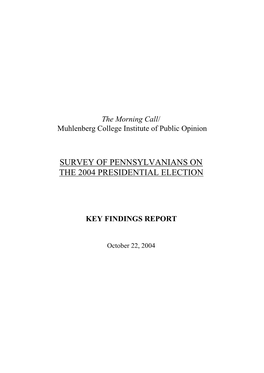 Survey of Pennsylvanians on the 2004 Presidential Election