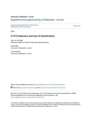 G1410 Selection and Use of Disinfectants