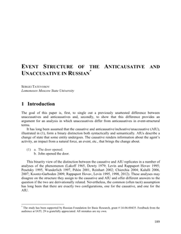 A Note on the Semantics of the Anticausative