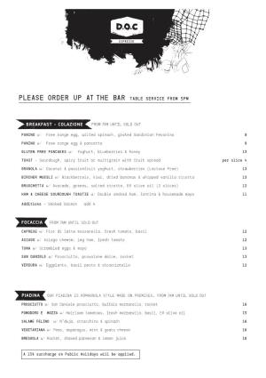 Please Order up at the Bar Table Service from 5Pm