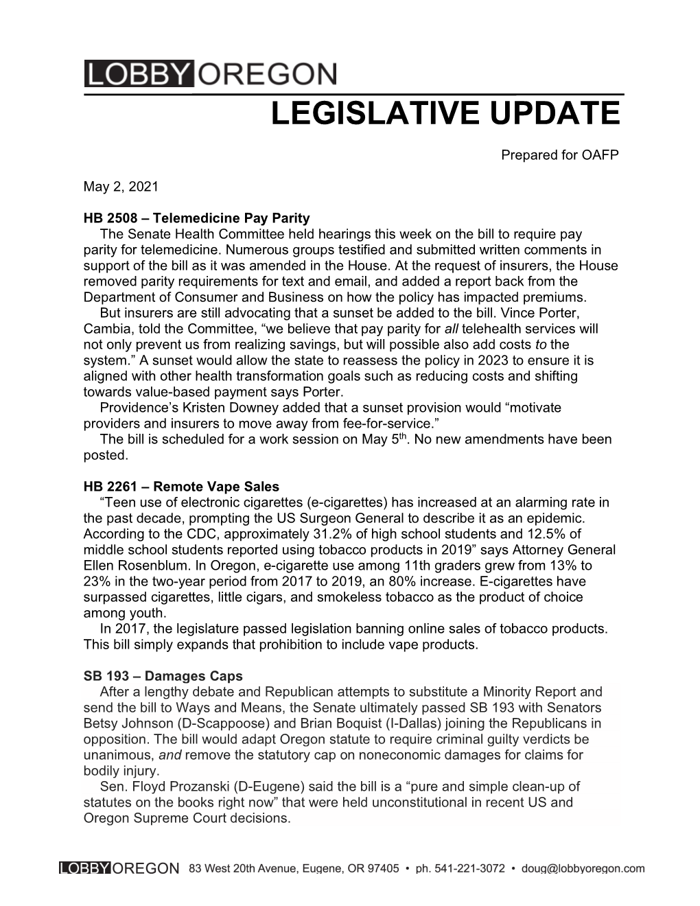 Legislative Update