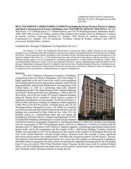 Westbeth NYC LPC Designation Report
