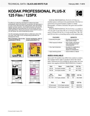 KODAK PROFESSIONAL PLUS-X 125 Film / 125PX