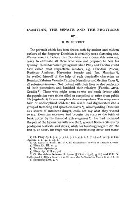 DOMITIAN, the SENATE and the PROVINCES by H. W. PLEKET The