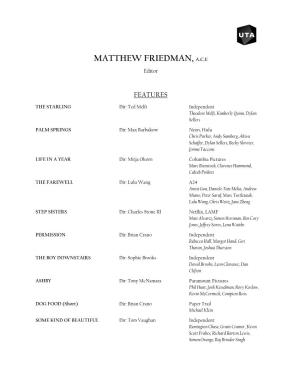 Matthew Friedman, A.C.E