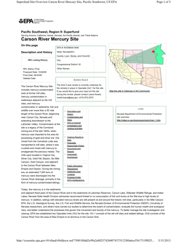 Carson River Mercury Site, Pacific Southwest, US EPA Page 1 of 5