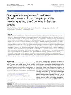 Draft Genome Sequence of Cauliflower (Brassica Oleracea L. Var. Botrytis)