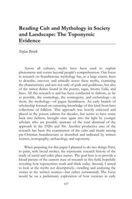 Reading Cult and Mythology in Society and Landscape: the Toponymic Evidence