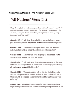 Nations” Verse List