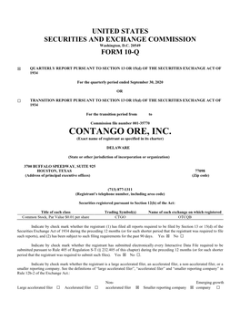 CONTANGO ORE, INC. (Exact Name of Registrant As Specified in Its Charter)
