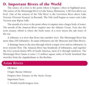 D. Important Rivers of the World Masters 18 and 19, Rivers of the the Source of a River Is the Point Where It Begins—Often in Highland Areas