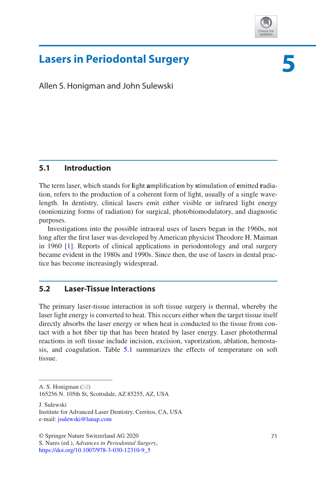 Lasers in Periodontal Surgery 5 Allen S