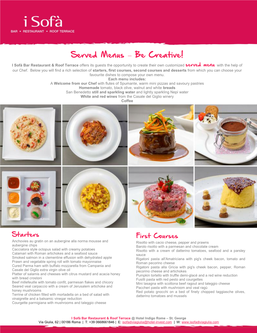 Served Menus – Be Creative!