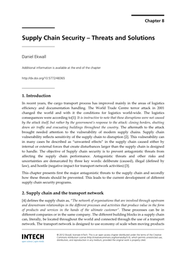 Supply Chain Security – Threats and Solutions