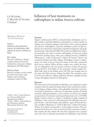 Influence of Heat Treatments on Sulforaphane in Italian Brassica