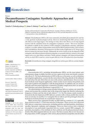 Dexamethasone Conjugates: Synthetic Approaches and Medical Prospects