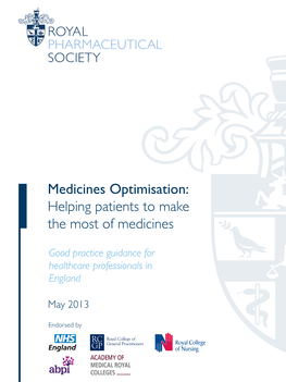 Medicines Optimisation: Helping Patients to Make the Most of Medicines