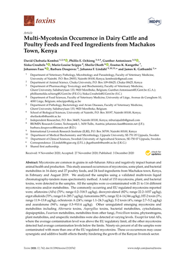 Multi-Mycotoxin Occurrence in Dairy Cattle and Poultry Feeds and Feed Ingredients from Machakos Town, Kenya