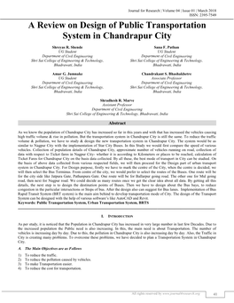 A Review on Design of Public Transportation System in Chandrapur City (J4R/ Volume 04 / Issue 01 / 009)