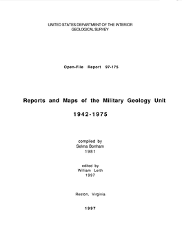 Reports and Maps of the Military Geology Unit