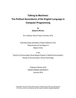 The Political Ascendance of the English Language in Computer Programming