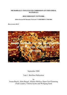 Microbiologically-Influenced Corrosion (MIC) Or Biocorrosion