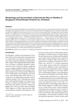 Morphology and Accumulation of Epicuticular Wax on Needles of Douglas-Fir Pseudotsuga( Menziesii Var