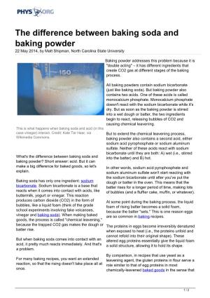 The Difference Between Baking Soda and Baking Powder 22 May 2014, by Matt Shipman, North Carolina State University
