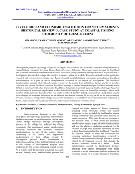 Livelihood and Economic Institution Transformation: a Historical Review (A Case Study at Coastal Fishing Community of Ujung Kulon)