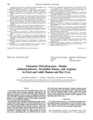 Glutamate Dehydrogenase, Alanine Aminotransferase, Thymidine Kinase, and Arginase in Fetal and Adult Human and Rat Liver