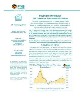 Property Barometer – Cape Town House Price Indices