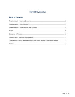 Threat Analysis – Business Concerns30t