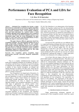 Performance Evaluation of PCA and LDA for Face Recognition S