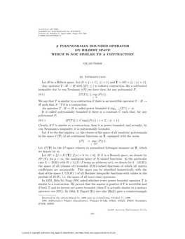 A Polynomially Bounded Operator on Hilbert Space Which Is Not Similar to a Contraction