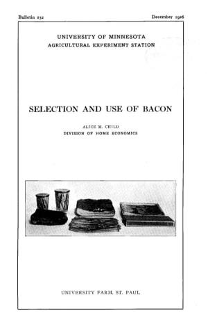 Selection and Use of Bacon