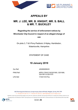 Appellants' Statement of Case with Appendices 10.01.19 V2