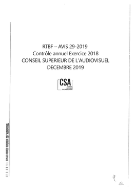 Avis CSA Sur Le Rapport Annuel 2018