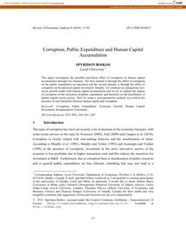 Corruption, Public Expenditure and Human Capital Accumulation