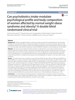 Can Psychobiotics Intake Modulate Psychological Profile and Body