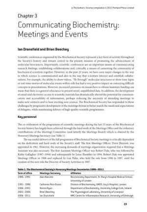 Communicating Biochemistry: Meetings and Events