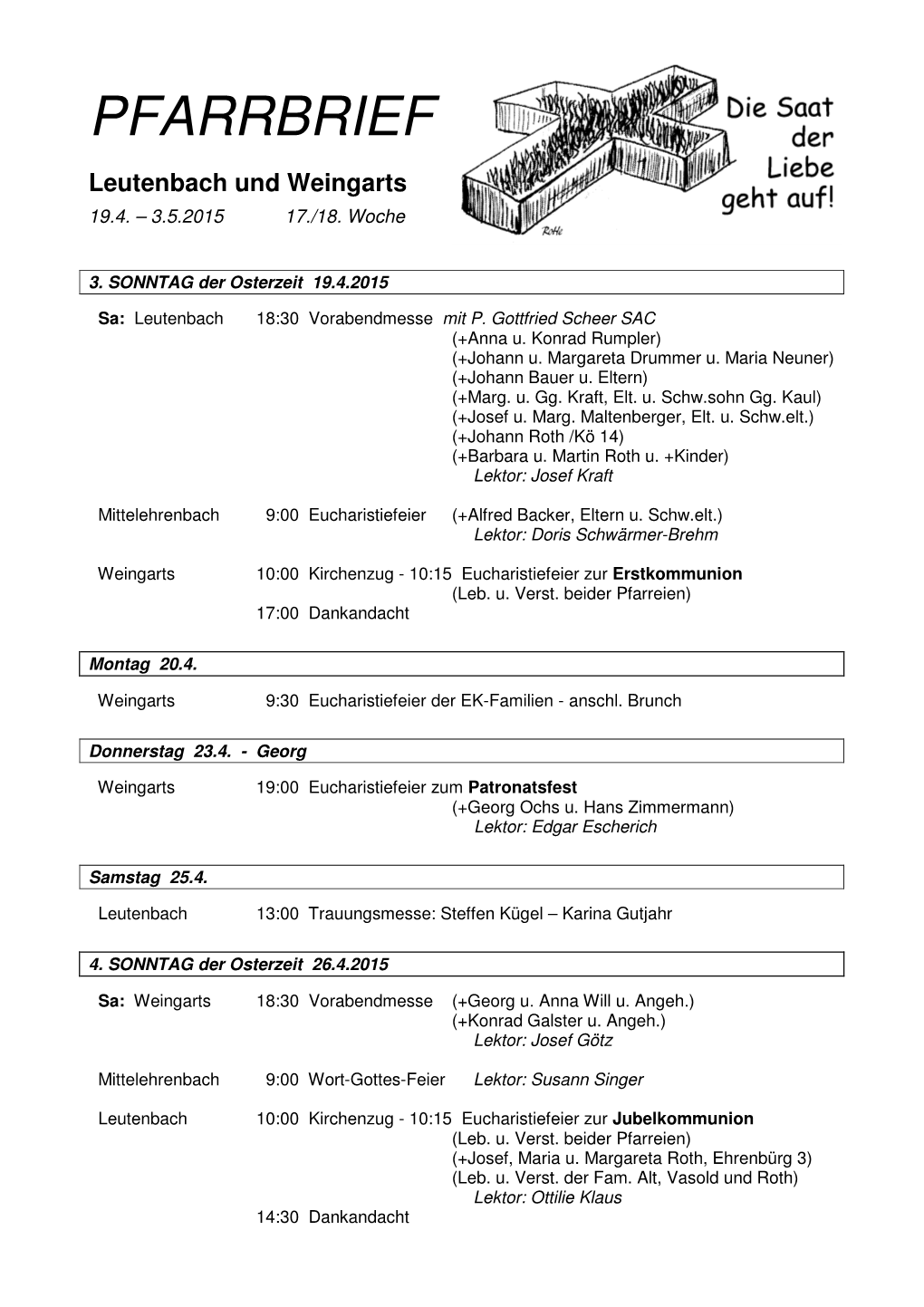 PFARRBRIEF Leutenbach Und Weingarts