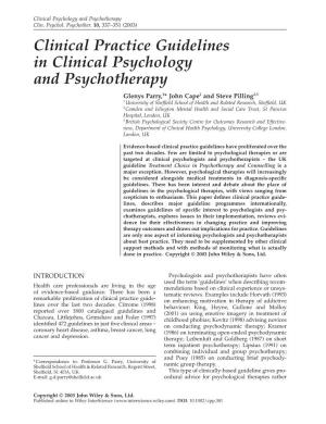 Clinical Practice Guidelines in Clinical Psychology and Psychotherapy