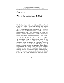 Chapter 2: Who Is the Lubavitcher Rebbe?