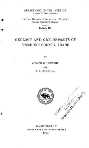 Geology and Ore Deposits of Shoshone County, Idaho