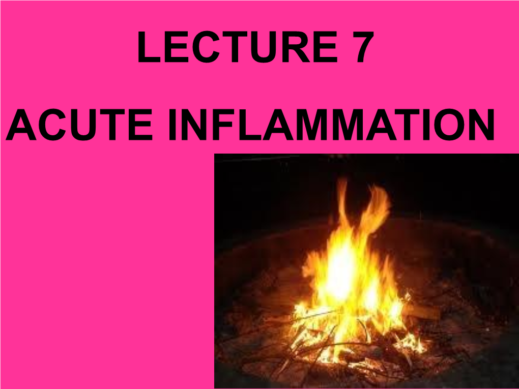 Inflammation Inflammation Def